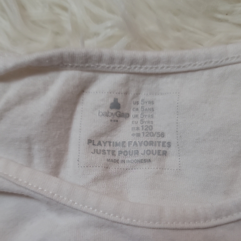 GAP, White and Pink Long Sleeve Paris Tee, Size 5, Girls - Picture 2 of 6